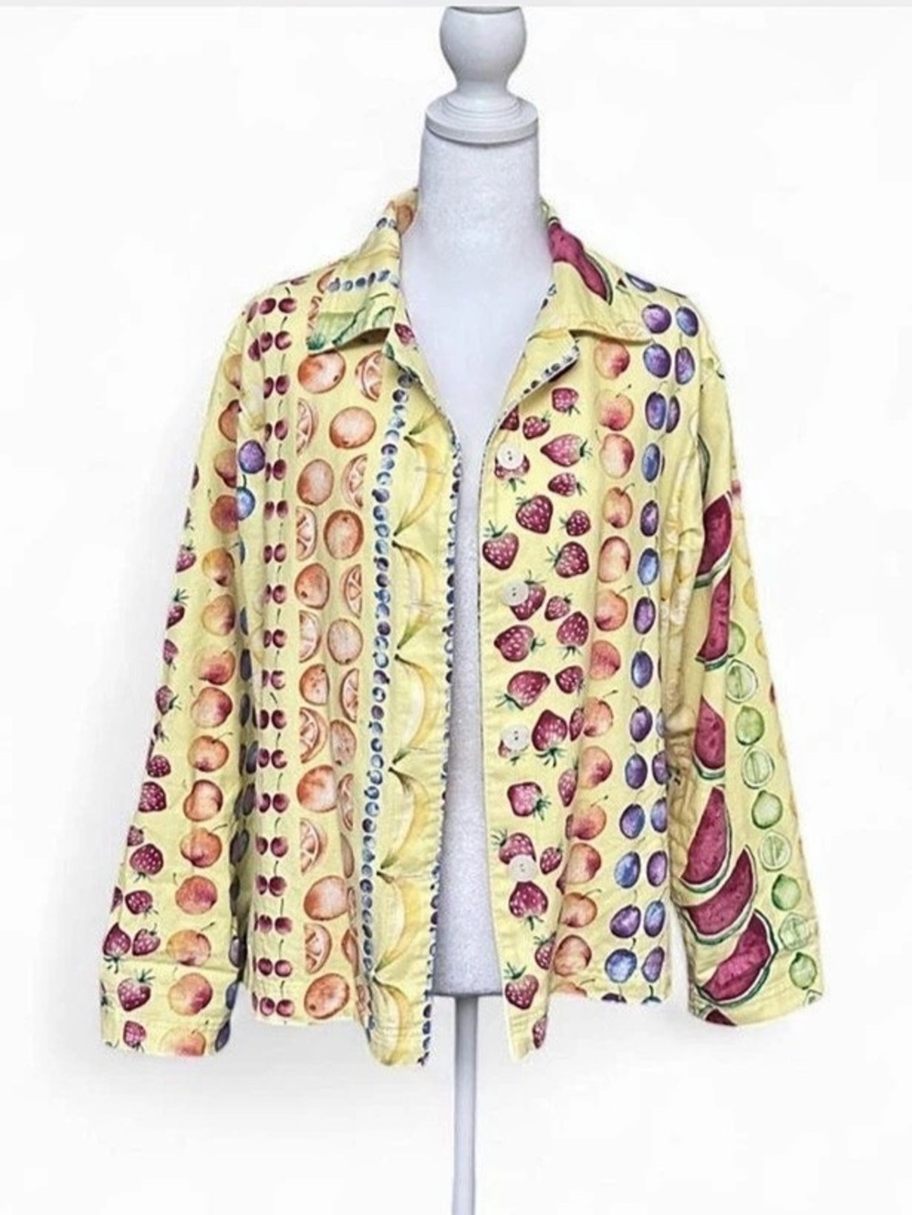 Vintage fruit print cotton twill button up
